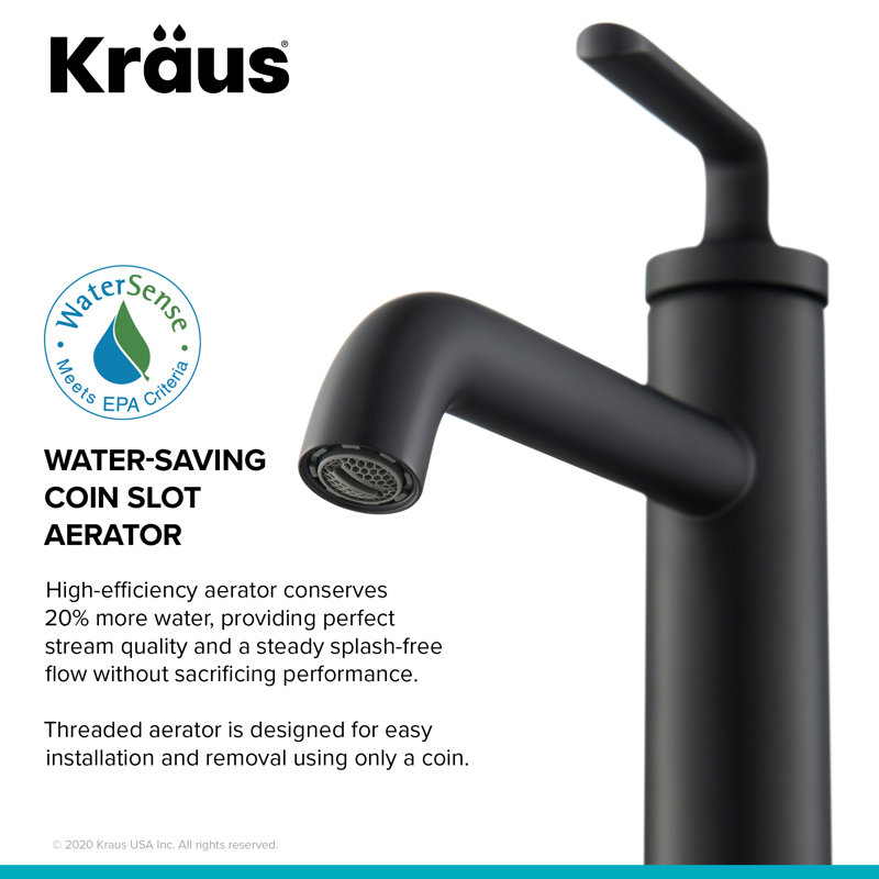 Kraus Ramus Vessel Sink Bathroom Faucet with Drain Assembly & Reviews